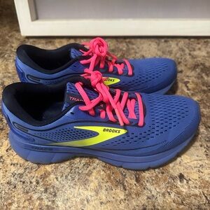 Brooks womens Blue Sneakers with Pink and Yellow Accents